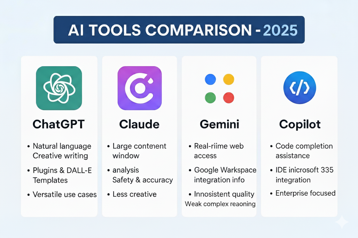 Comprehensive comparison of AI tools for 2025